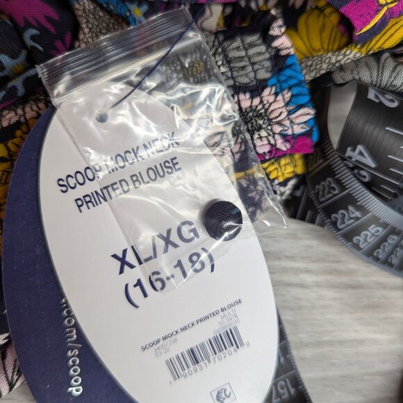 NWT Scoop Ruffled Colorful Floral Print Long Sleeve Blouse Size XL - Picture 9 of 16